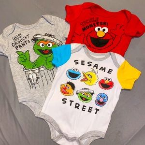 Set of 3 Sesame Street onesies